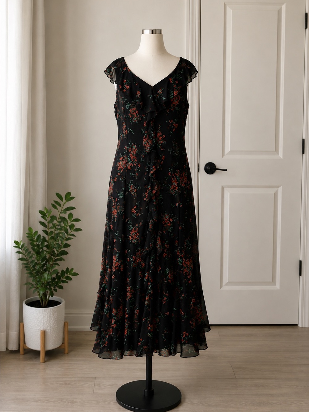 Lauren Ralph Lauren Floral Ruffle Maxi Gown Sz 18